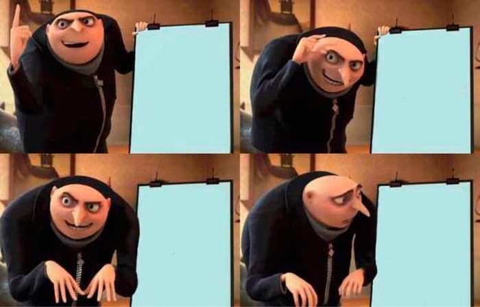 The Gru's Plan meme template