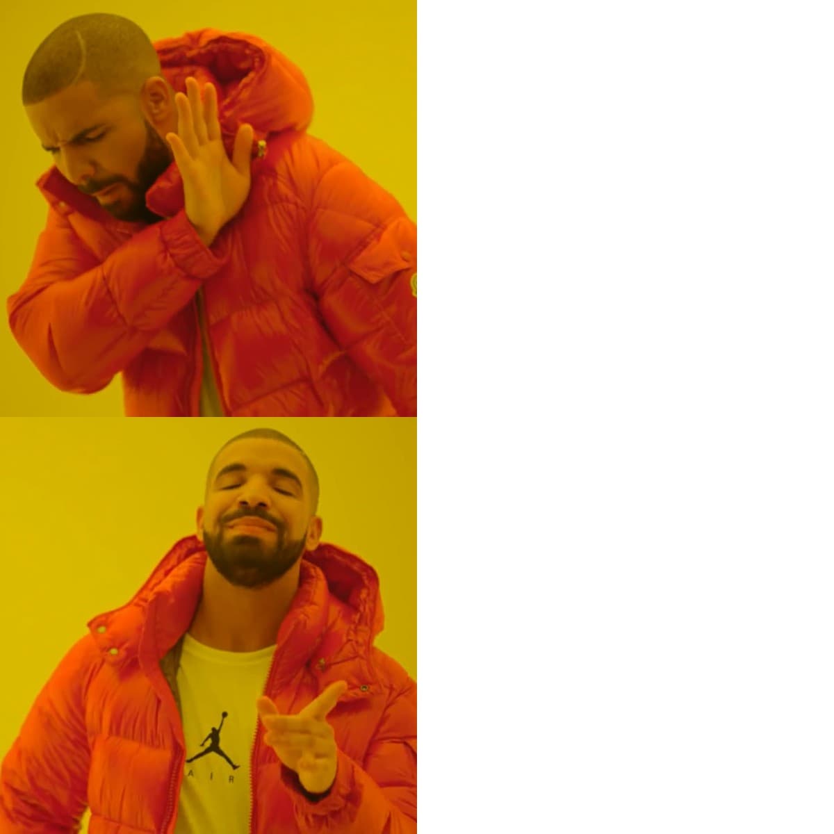 The Drake Hotline Bling meme template
